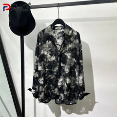 PFHQ Men's Light Luxury Print Tops Summer Three-dimensional Translucence Loose Fitting Breathable Shirts Niche Design 21Z4384