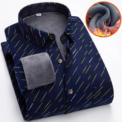 Winter New Plaid Long-sleeved Shirt Men's Single-breasted Square Collar Padded Shirts Fashion Slim Camisa Male Chemise L-5XL