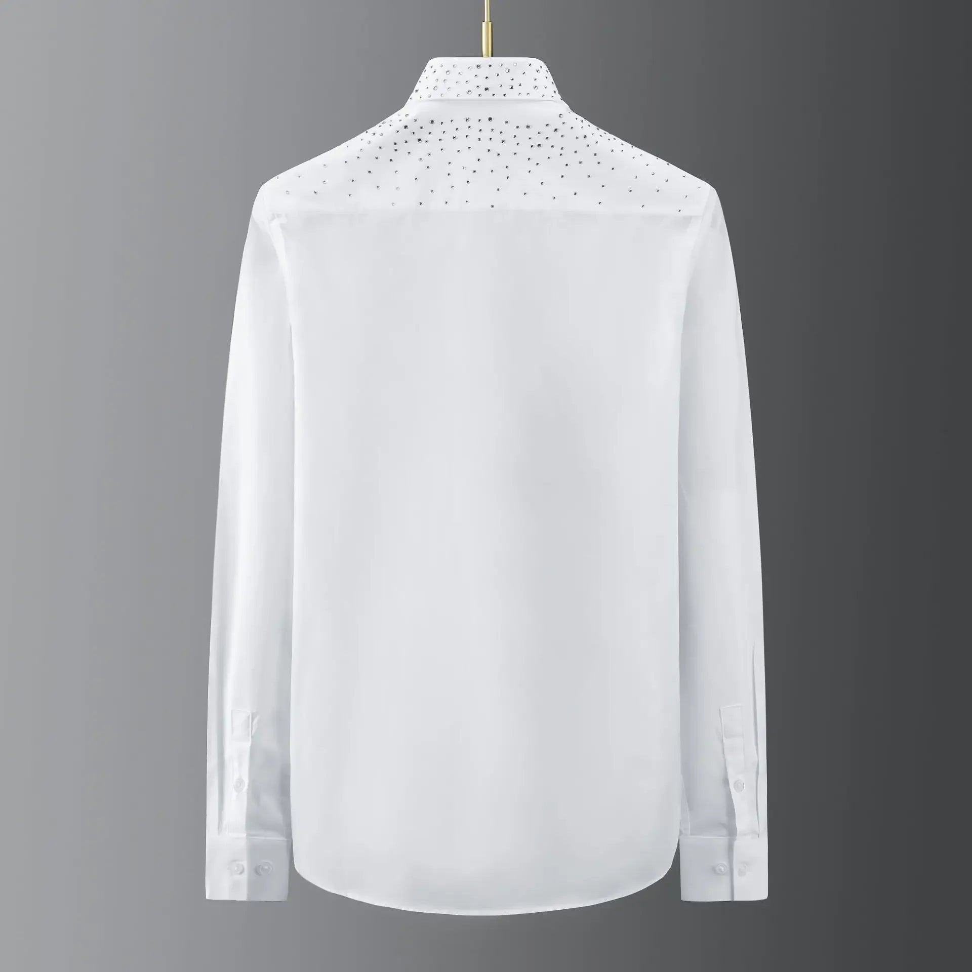 Czech Rhinestone Shirt Men's Long-sleeved Slim Casual Bottoming Shirt Nightclub Clothing Social Party Stage Singer Chemise Homme