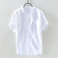 2024 New Men's Casual Cotton Linen Shirt Loose Tops Short Sleeve Tee Shirt Summer Daily Casual Handsome Shirt Blusa