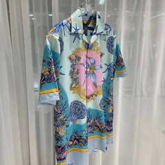 Summer New Loose Short Sleeve Floral Hawaiian Shirt Mens Half Collar Beach Shirt Men's Casual Holiday  Vacation Clothing