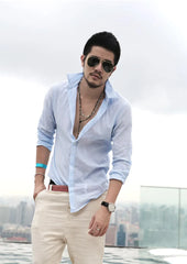 Men's New Thin Linen Pure Cotton Long Sleeved Shirt Without Pilling Loose Casual Top