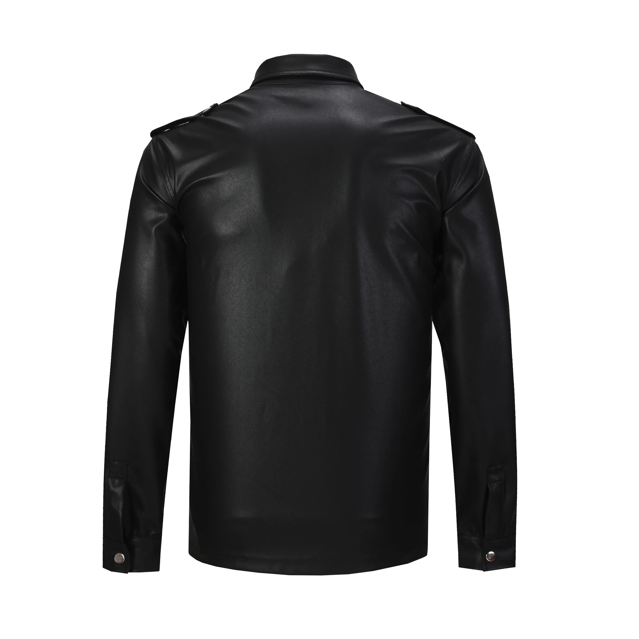 Men's Leather Shirts Long Sleeve Fashion PU Leather Jacket